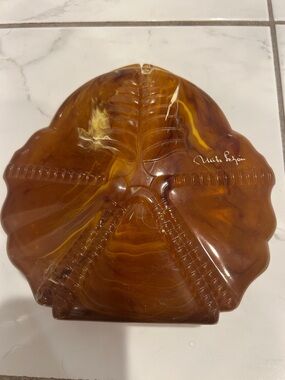 Vintage faux tortoise sand dollar powder box  Decorative  Shell Accent - Signed